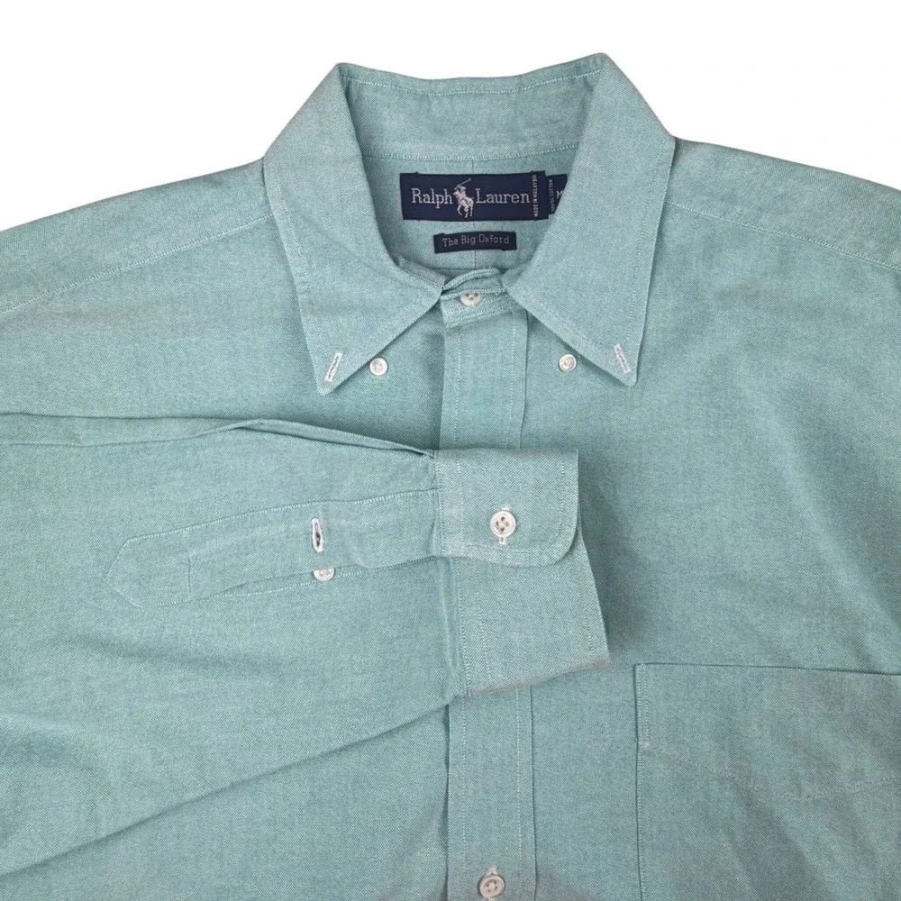 Polo Ralph Lauren The Big Oxford Shirt Mens M Teal Green Button Down Cotton OCBD